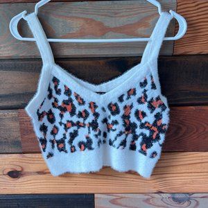 SHEIN Cropped Sweater Tank Top with Animal Print Size Small
